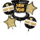 Happy New Year Pop Clink Cheers Foil Balloon Bouquet 5pk