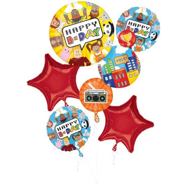 Party Town Happy B-Day Balloon Bouquet 5pk