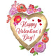Happy Valentine's Day Satin Watercolour Floral Supershape Foil Balloon 63cm x 86cm Each