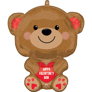 Happy Valentine's Day Cuddly Bear Foil Balloon 45cm x 50cm Each