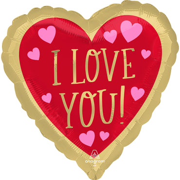 I Love You Red & Gold Foil Balloon 45cm Each