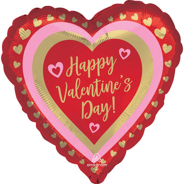 Happy Valentine's Day Golden Hearts Foil Balloon 45cm Each