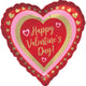 Happy Valentine's Day Golden Hearts Foil Balloon 45cm Each