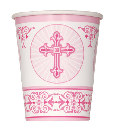 Radiant Cross Pink Cups 270ml 8pk - Party Savers