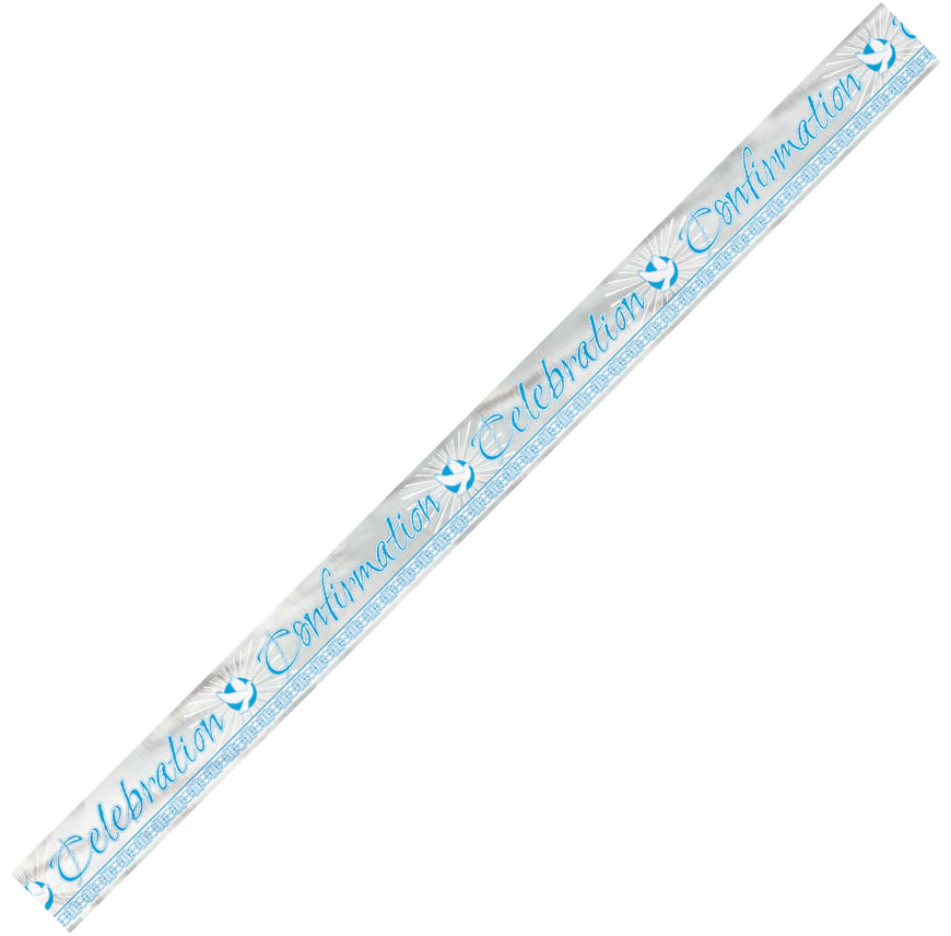 Radiant Cross Blue Confirmation Foil Banner 3.6m - Party Savers
