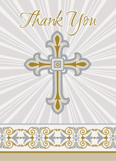 Radiant Cross Gold & Silver Thank You Notes 8pk - Party Savers