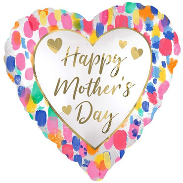 Happy Mother's Day Colourful Watercolour Satin Standard Foil Balloon 45cm Each