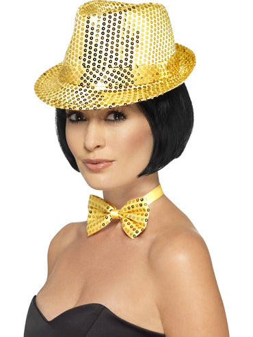 Gold Sequin Trilby Hat - Party Savers