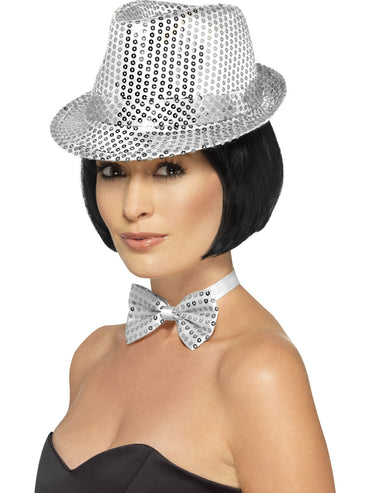 Silver Sequin Trilby Hat - Party Savers