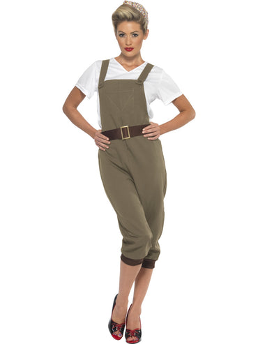 Womens Costume - Khaki WW2 Land Girl - Party Savers