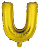 Letter U Gold Foil Balloon 35cm - Party Savers