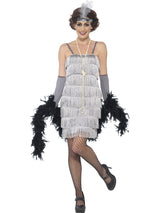 Womens Costume - Silver Short Flapper - Party Savers
