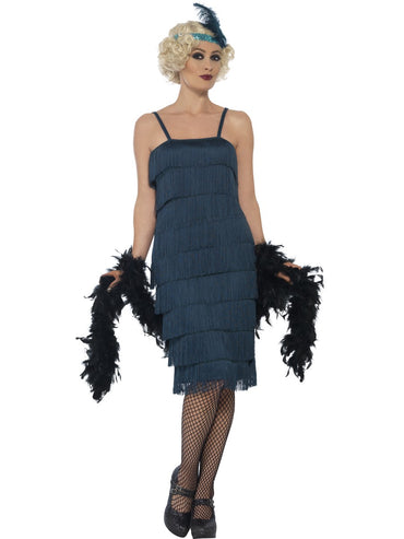 Womens Costume - Teal Long Flapper - Party Savers