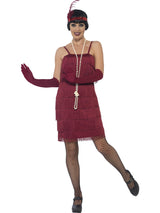 Womens Costume - Burgundy Short Flapper - Party Savers