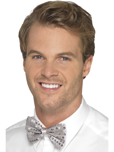 Silver Sequin Bow Tie - Party Savers