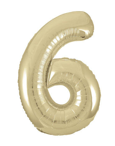 Number 6 Champagne Gold Foil Balloon 86cm Each