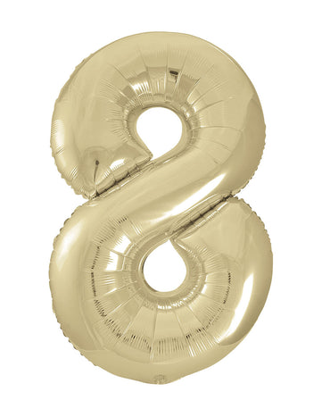 Number 8 Champagne Gold Foil Balloon 86cm Each