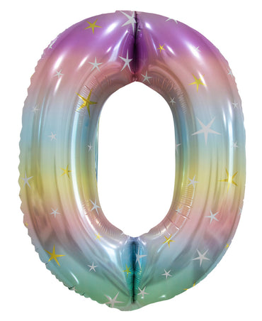 Rinbow Number 0 Foil Balloon 86 cm Each