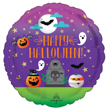 Fun & Spooky Happy Halloween Foil Balloon 45cm Each