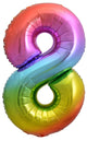 Rainbow Number 8 Foil Balloon 86cm Each