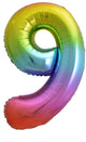 Rainbow Number 9 Foil Balloon 86cm Each