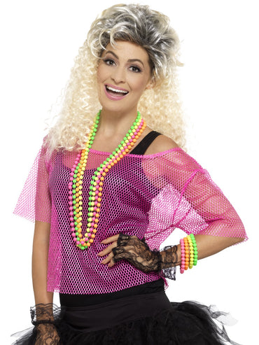 Womens Costume - Neon Pink Fishnet Top - Party Savers