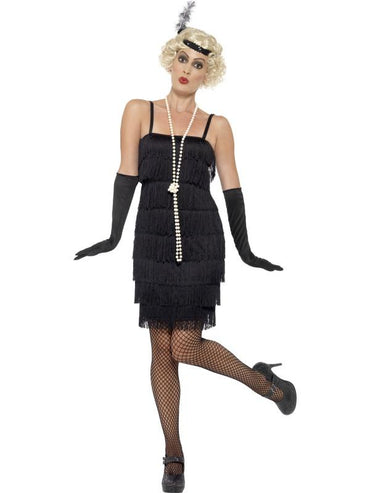 Womens Costume - Black Short Flapper - Party Savers