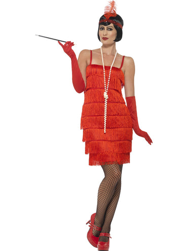 Womens Costume - Red Short Flapper - Party Savers