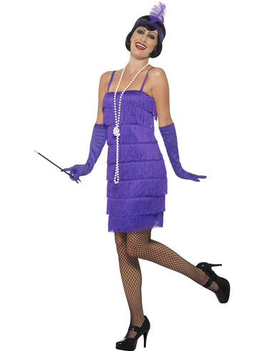 Womens Costume - Purple Short Flapper - Party Savers