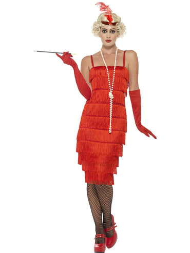 Womens Costume - Red Long Flapper - Party Savers