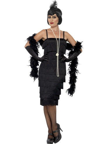 Womens Costume - Black Long Flapper - Party Savers