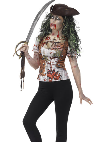 Womens Costume - Zombie Pirate Wench T-Shirt - Party Savers