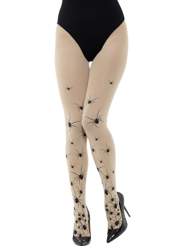 Nude Opaque Tights with Spiders - Party Savers
