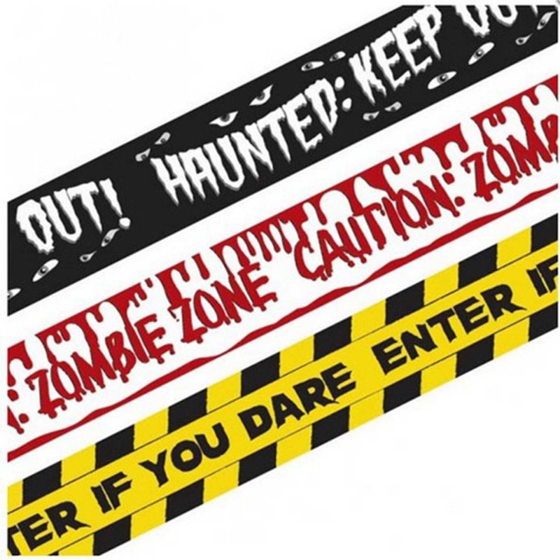 Halloween Fright Plastic Tape Banners 3pk - Party Savers