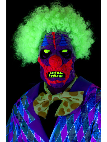 Multi Coloured UV Black Light Clown Mask - Party Savers