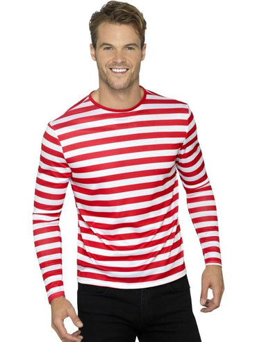 Mens Costume - Red Stripy T-Shirt - Party Savers