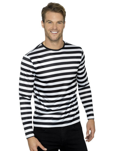 Mens Costume - Black Stripy T-Shirt - Party Savers