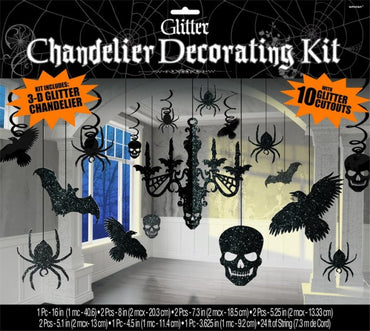 Chandelier Decorations Kit Glitter Paper 17pk - Party Savers