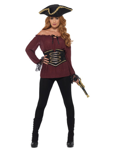 Womens Costume - Red Pirate Shirt - Party Savers