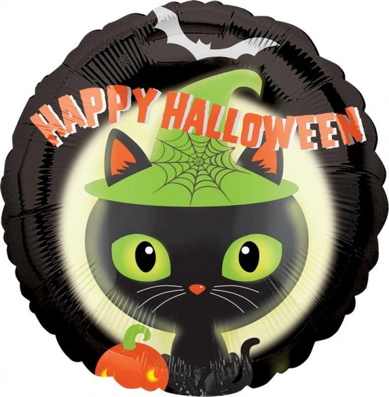 Halloween Black Kitty Foil Balloon 45cm - Party Savers