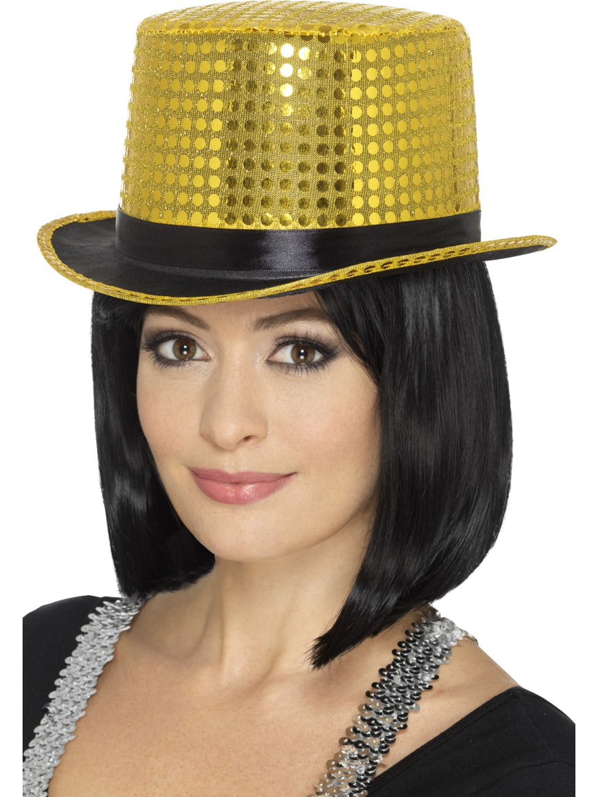Gold Sequin Top Hat - Party Savers