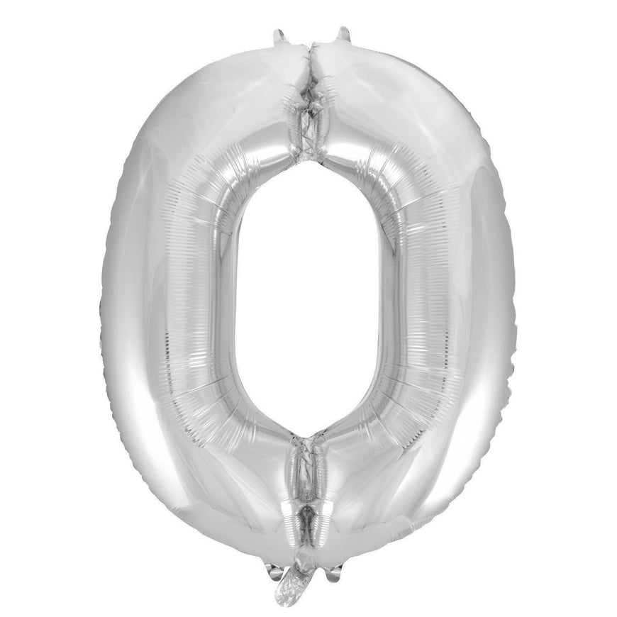 Number 4 Silver Foil Balloon 86cm - Party Savers