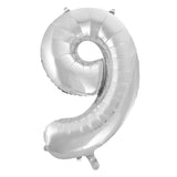 Number 8 Silver Foil Balloon 86cm - Party Savers