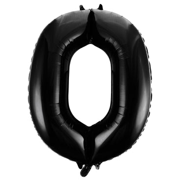 Number 0 Black Foil Balloon 86cm - Party Savers