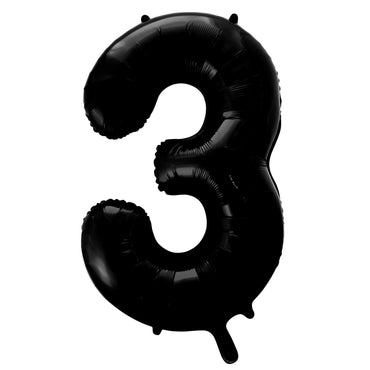 Number 3 Black Foil Balloon 86cm - Party Savers