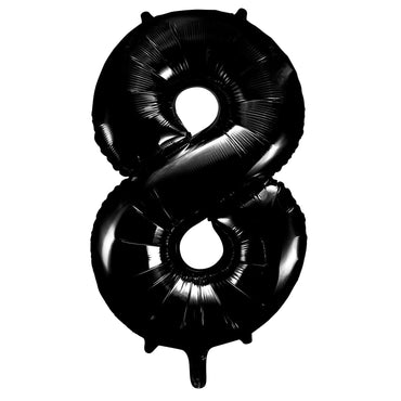 Number 8 Black Foil Balloon 86cm - Party Savers
