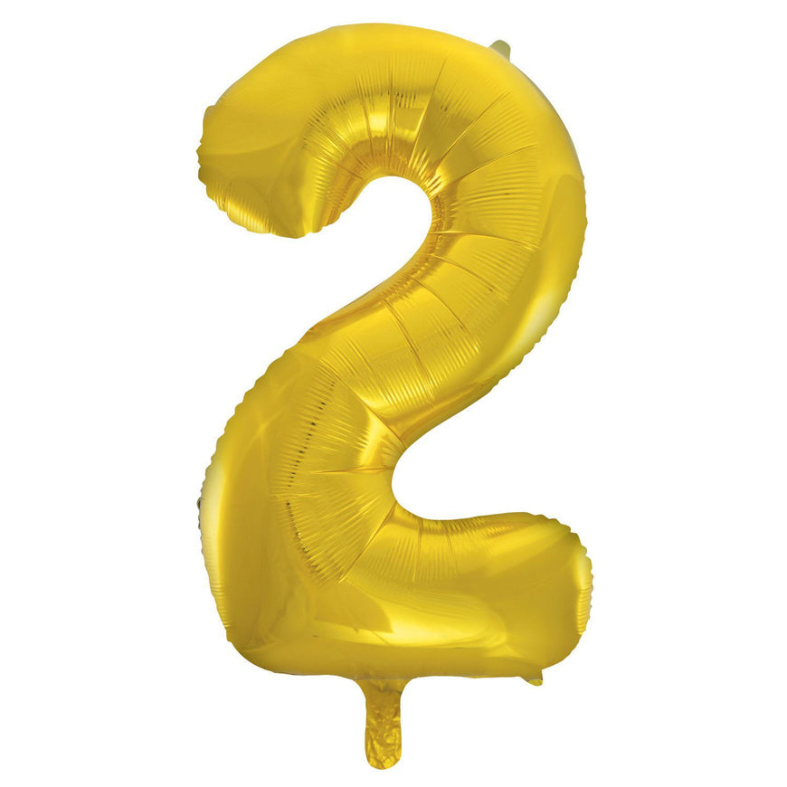 Number 2 Gold Foil Balloon 86cm - Party Savers