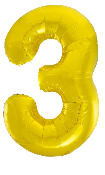 Number 3 Gold Foil Balloon 86cm