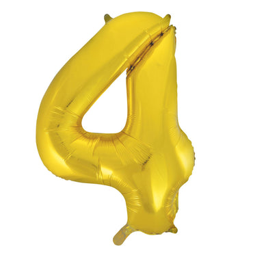 Number 4 Gold Foil Balloon 86cm - Party Savers