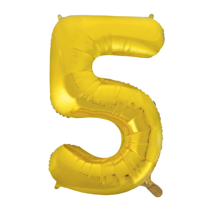 Number 5 Gold Foil Balloon 86cm - Party Savers
